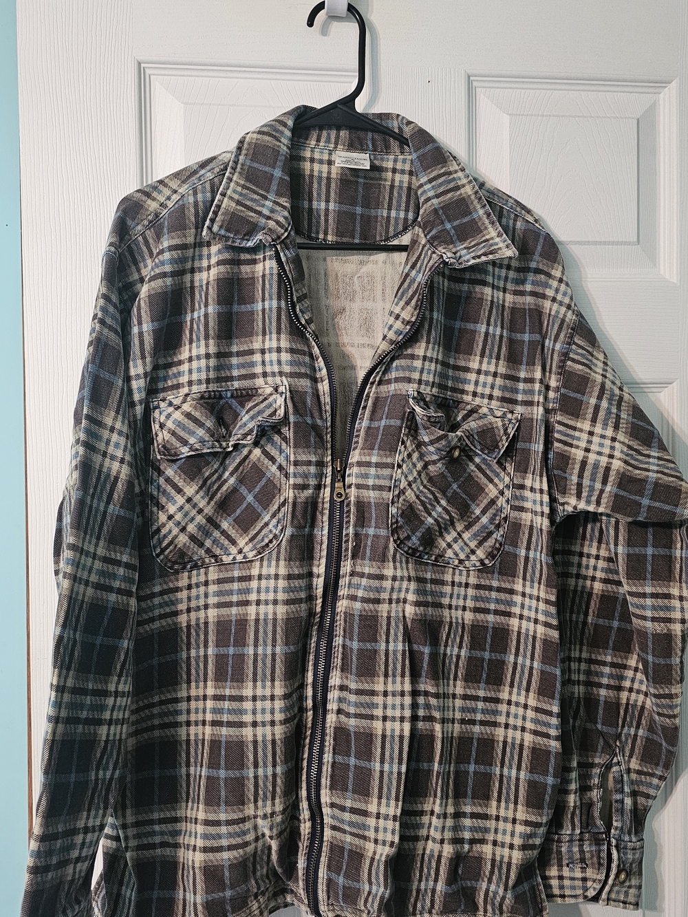 Structure Active Wear Men's Brown Plaid Zip-Up Flannel Jacket